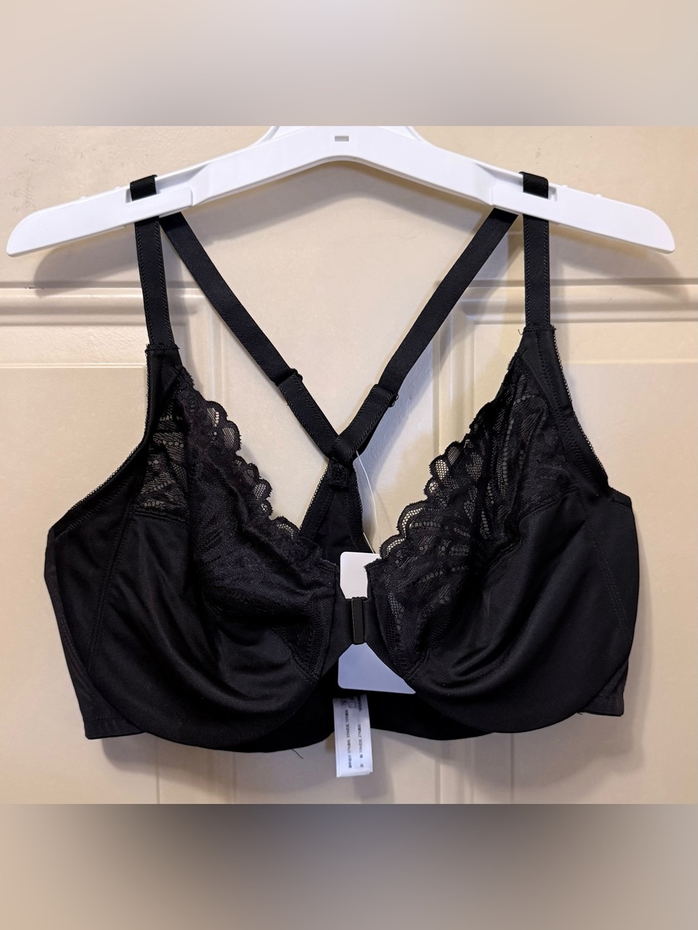Meleneca Black Front Clasp Racerback Style Lace Trim Size 40D Underwire